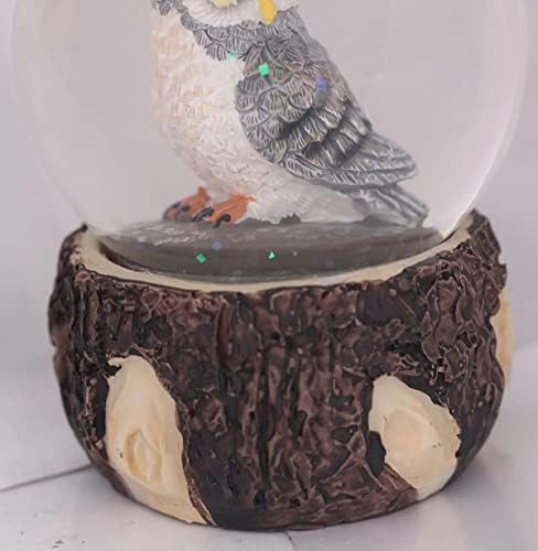 Singek Owl Snow Globe - Owl Felizlobe de coruja pintada à mão, queda de neve manual de 65 mm Globe Home Office Decor