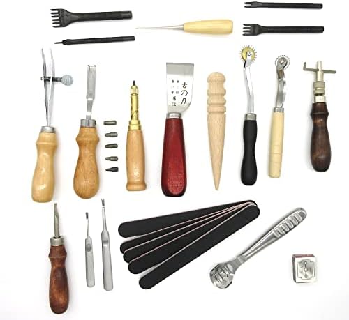18pcs/conjunto Kit de ferramentas de artesanato profissional de couro profissional costura de costura de costura de corte de
