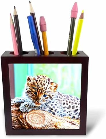 3drose imagem única de pintura de leopardo para bebês com infusão leve - portadores de caneta de telha