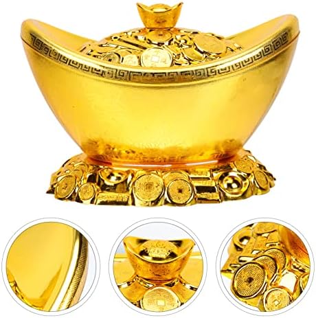 Tigela de Candy Serviço de Candy Feng shui tigela de lingote de ouro: Yuan Bao Shape Shape Candy Storage Box de mesa de mesa Organizador da prosperidade Estátua da riqueza para decoração de escritório em casa Bowl Bowl Bowl Bowl