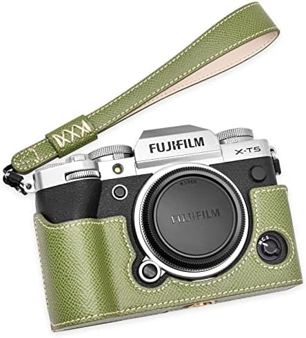Case de proteção Muziri Kinokoo compatível com câmera Fuji Xt5/X -T5 - Câmera de Câmara de Couro PU com correia de mão - Conjunto verde