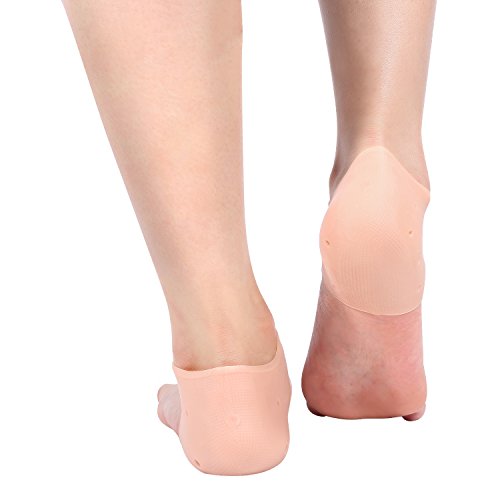 Meias de salto de gel silicone, tratamento de salto rachado seco Silicone Gel Gel Gel Heal Socks Mangas do pé protetor para alívio da dor no salto rachado seco, 4 pares/conjunto