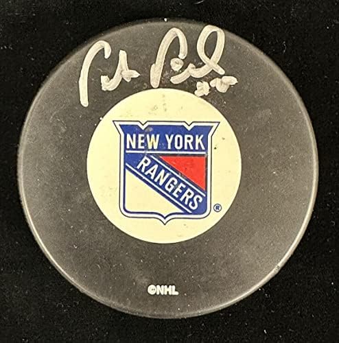 Petr Prucha 25 NY Rangers Rangers Right 2005-09 Puck de hóquei assinado com holograma - Pucks autografados da NHL