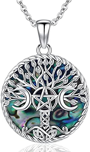 Colares da Árvore da Vida para Mulheres S925 Casca de abalone de prata esterlina/cristal/pedra de fóia celta Celtic