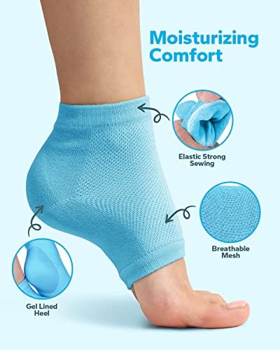 Meias de calcanhar de 2 pares um companheiro úmido para pés rachados seco, meias hidratantes para cuidados com os pés, reparo de