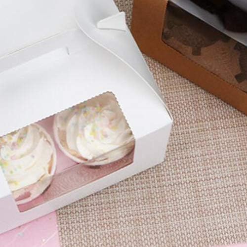 Doitool 10pcs 4 Cavidades Cupcake Box Box portátil Containers de sobremesas Transportadoras de bolo de padaria para a loja de sobremesas domésticas