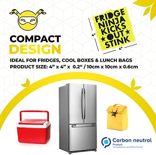 Fridge Ninja Compact Fridge Deodorizer - Mais eficaz que o desodorizador de refrigerador de tamanho compacto, feito de carbono ativado