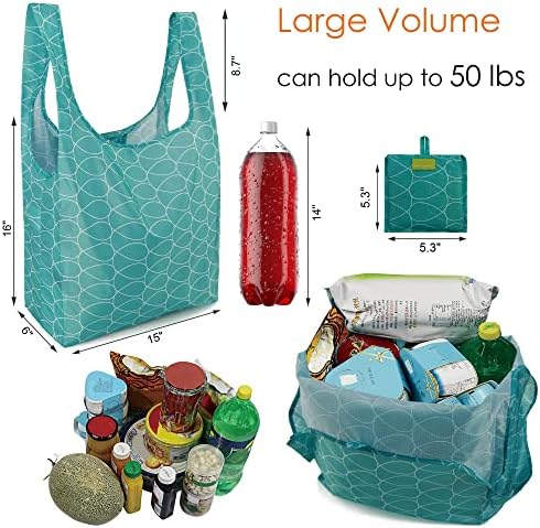 BEEGREEN 6 pacotes de sacos de compras reutilizáveis ​​de listras de geometria para compras reutilizáveis ​​para compras de