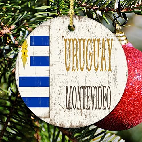 Ornamento de Natal Capital Uruguai Capital Montevidideo Ornamento de Natal de lembrança Country Sovevenir Rústico Vintage Presente Presente Presente Decoração de Árvores de Xmas