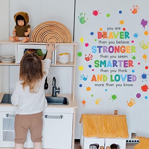 Kids Inspirational Quotes Decalques de parede descascam e com decoração de arte de parede, adesivo de parede motivacional positivo dizendo decalques de parede para berçário de sala de aula sala de crianças pré -choo playroom decoração