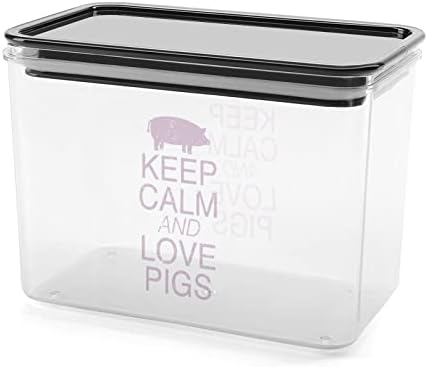 Mantenha a calma e ame porcos, porcos, contêiner de armazenamento de alimentos plástico caixas de armazenamento transparente