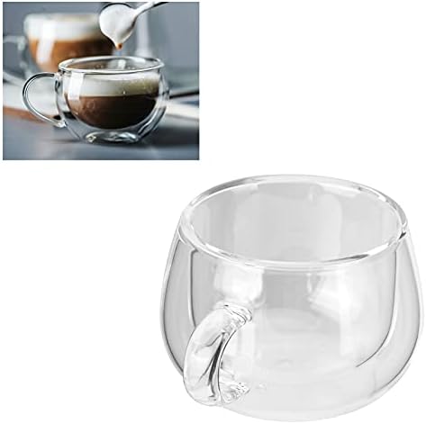 Kuuleyn Glass Coffee Caneca de 150 ml de dupla camada caneca de vidro com alça de caneca de café transparente caneca de vidro