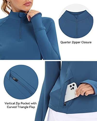Runhit upf50+ manga longa camisa de compressão mulher 1/4 zip sloprover de proteção solar camisetas mulheres camisas de exercícios