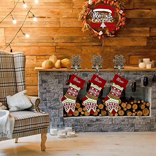 4 peças Snowflake Christmas Stocker Holds de Natal ganchos de manto de skid para lareira Decorações de Natal grátis