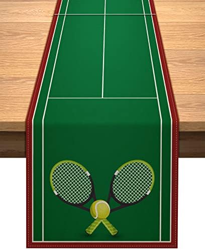 Vohado Tennis Court Table Runner para a decoração de decoração de festa de aniversário com tema de tênis