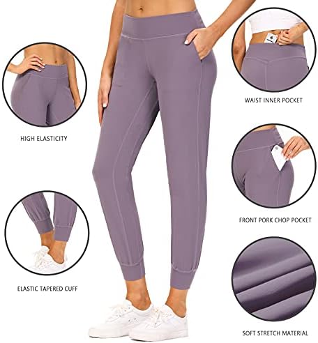 Calças leves de jogadores leves femininos com bolsos que executa calças de ioga
