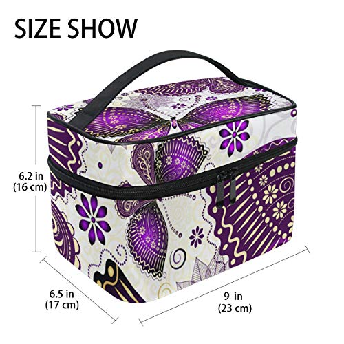 Vikko Chic Purple Violet Butterfly Flowers Bolsa cosmética Caso de higiene pessoal prático para meninas Organizador de maquiagem