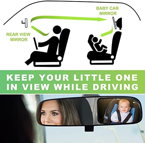 Baby Car Mirror traseiro, voltado para o assento do carro Monitor de carro com vista cristalina larga, à prova de quebra,