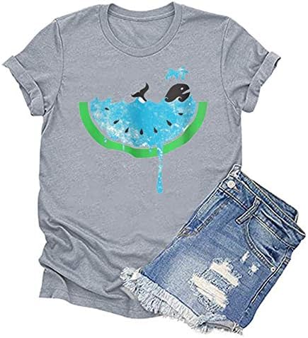 Camisas de treino simples femininas impressão oceano tops casuais camisa de animais moda moda curta tampa feminina feminina