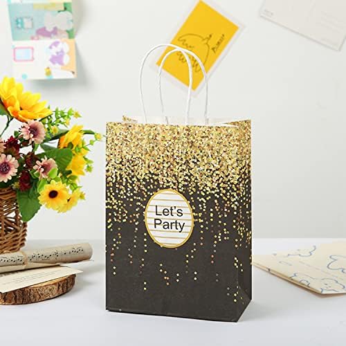 Geruicee 8 PCs sacos de papel bronzeando bolsas de galinha bolsas de festa de festa bolsa de aniversário de presente com alça para feriados festas de casamento de aniversário de ano novo Favor de pacote de pacote de embalagem decoração de onda de onda de onda estampada