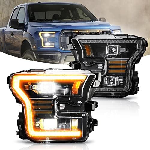 Os faróis de LED são pares para 2015-2017 Ford F150 XL, XLT, Lariat, King Ranch, Platinum, Limited, faróis dianteiros com