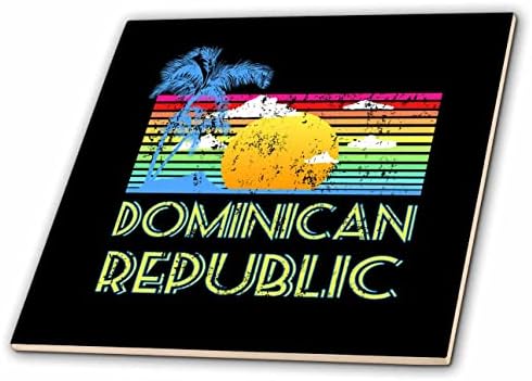 3drose um design de praia do Caribe retrô para a República Dominicana Tropical. - Azulejos