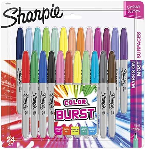 Sharpie Color explodir marcadores permanentes, ponto fino, cores variadas, 24 contagens e marcadores permanentes, cores