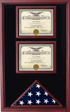 American Flag e 2 Certificates Casos Caixa de sombra, bandeira militar estabelecimentos, quadros de bandeira americana,