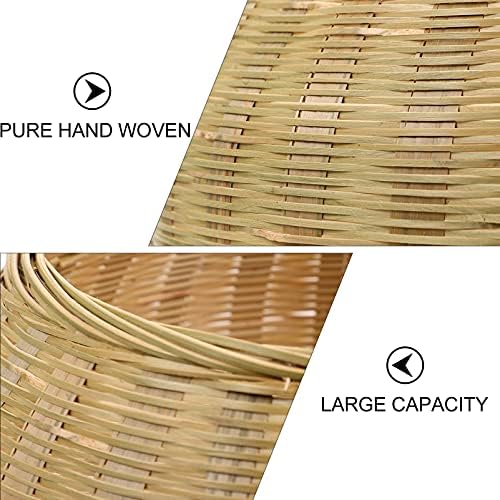 Cesta de bambu de Yarnow com tampa com latas de xadrez de vemas de vime de vime de vime de vime redondo cestas de