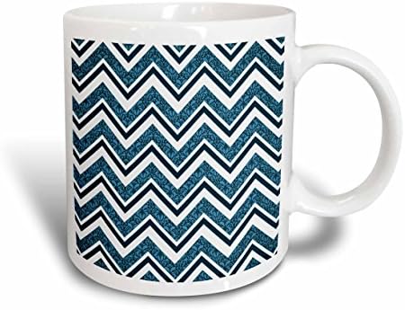 3DROSE MUG_78334_1 NOVA GERAÇÃO DAMASK Chevron Stripes em caneca de cerâmica azul brilhante, 11 onças