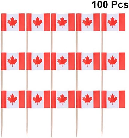 NUOBESTEM AMERICAN FLAND FLANÇA MEXICANA Bandeira 100pcs Canadá Bandeiras canadenses de dente canadens