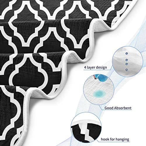 Vvfelixl Toalha de banho de bebê, padrão de quatrefoil Toalhas de bebê com capuz geométrico, toalhas de criança absorvente