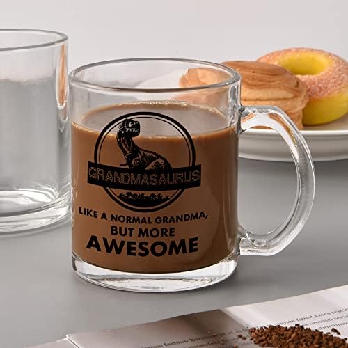 Modwnfy Gording Andó, Awesome Dinosaur Glass Coffee Caneca para avó, presente engraçado para avã de Natal para o Dia das Mães de Natal, 11 oz avó Presente Clear Caneca para Vovó Mulheres Mãe