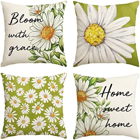 Avoin colorlife Hello Spring Daisy Bloom com Grace Throw Pillow Capas, 20 x 20 polegadas casas doces casas de almofada