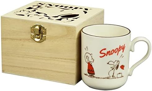 山加 商店 Yamaka Shoten Peanuts SN922-11H Caneca, caixa de madeira, microondas seguras, retrô, bisbilhoteiro, marrom, feito no Japão, aprox. 10.1 fl oz