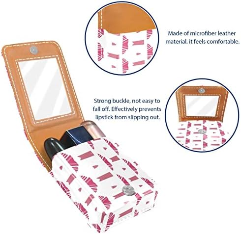 Caixa de batom oryuekan com espelho bolsa de maquiagem portátil fofa, bolsa cosmética, padrão geométrico moderno abstrato rosa