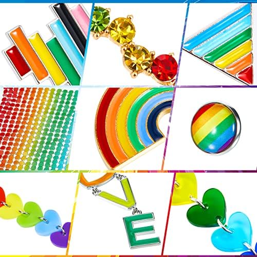 9 pares Brincos de arco -íris Brincos orgulhosos clipe de queda de malha de arco -íris em brincos Brincos de arco -íris