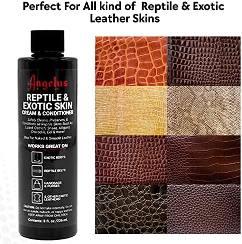 Angelus Reptile & Exotic Skin Deep Conditioner Cream - 8 oz, limpador de couro e condicionador, limpeza, condições, preservação