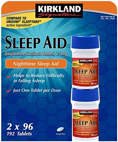 Kirkland Signature Ftrdh Sleep Aid doxilamina succinato 25 mg x 4 garrafas 96 comprimidos cada