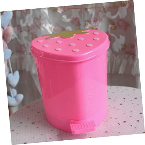 Alipis Strawberry Trash Can Car Mini Lixo Can Mini Garbage Can Can Ledbasket Desktop Pink Plastic