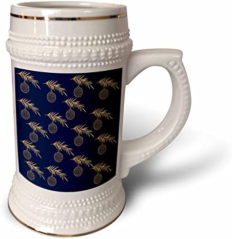 Padrão de 3drose de bolas de enfeite de Natal amarelas, galhos de abeto. - 22 onças de caneca