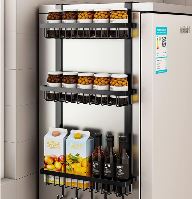 UMIRNI 3 SPICE RECK para geladeira, pendurando prateleira de especiarias com ganchos de utilidade refrigerador Spice Storage