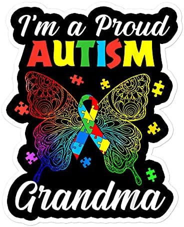 Adesivo orgulhoso da avó, grão -mãe autismo, adesivo de borboleta para consciência