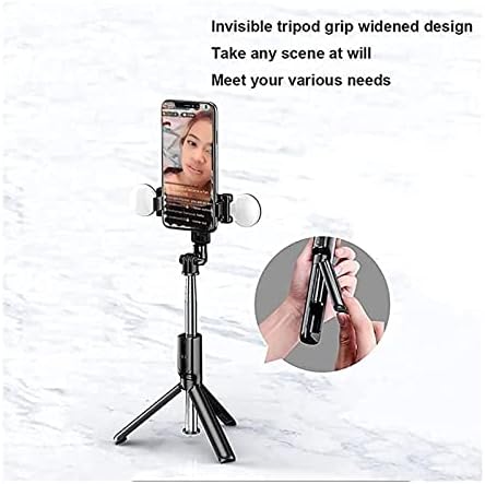 Purrre Double Lamp Selfie Stick Tripé, Lâmpada de beleza de LED duplo, foto Bluetooth Integrated Selfie Stick