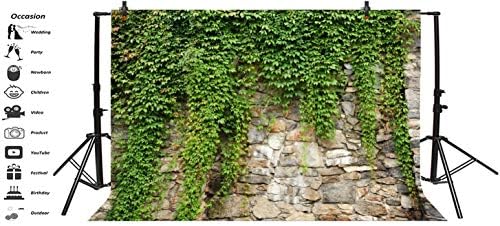 Leyiyi 15x10ft jardim de primavera folhas de pano de fundo plantas de jardinagem grunge parede de pedra bandeira de vegeta