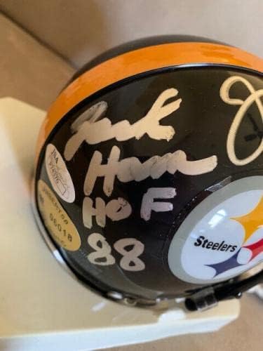 Jack Lambert+Jack Ham Hand assinado Mini capacete assinado por ambos os JSA - Mini Capacetes Autografados da NFL