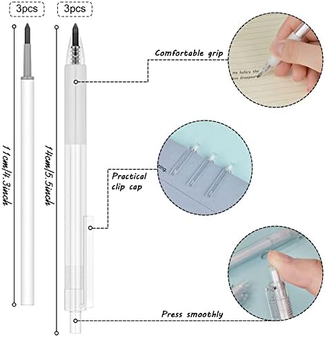 Ainiv 3pcs Lápis Mágico sem tinta, lápis infinita reutilizável para escrever desenho com 3 reabastecimento extra de chumbo, lápis fofos de ponta de ponta para escrever, desenho, desenho, material escolar de escritório em casa