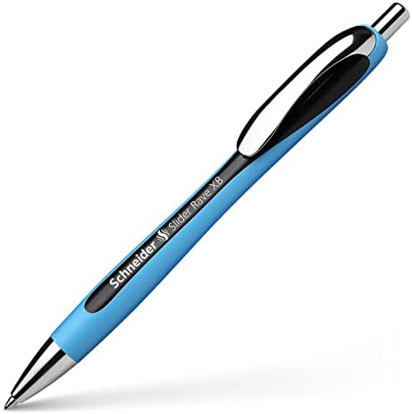 Schneider Slider Rave XB Ballpond Pen, recarregável + retrátil, 1,4 mm, barril azul claro, tinta preta, pacote de bolhas