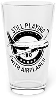 Cerveja cota de vidro de 16 onças de novidade ainda tocando com aviões retro copiloto hilariante título padrão nostálgico