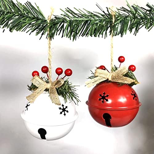 Decorações de árvore de Natal de tamanho grande, sino, arcos de berry de agulha de pinheiro, 8 cm de diâmetro, sinos para